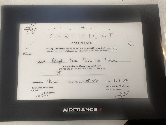 A NICE JOURNEY FROM PARIS TO MIAMI ON AIR FRANCE